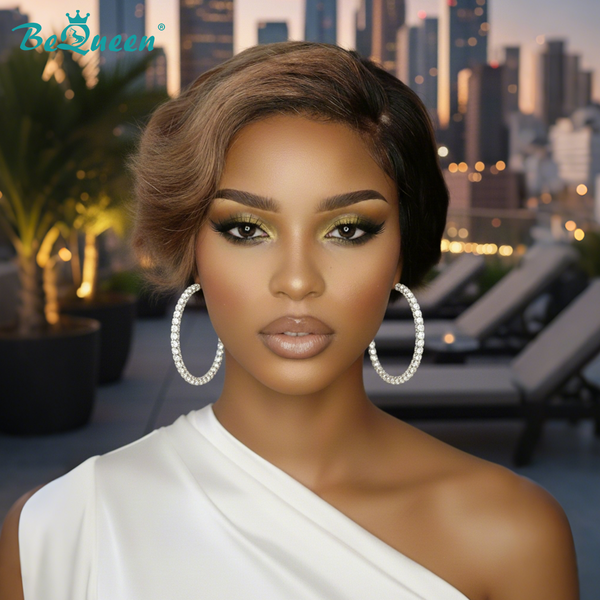Bequeen Fashion Brown Natrual Styled Lace Pixie Wig