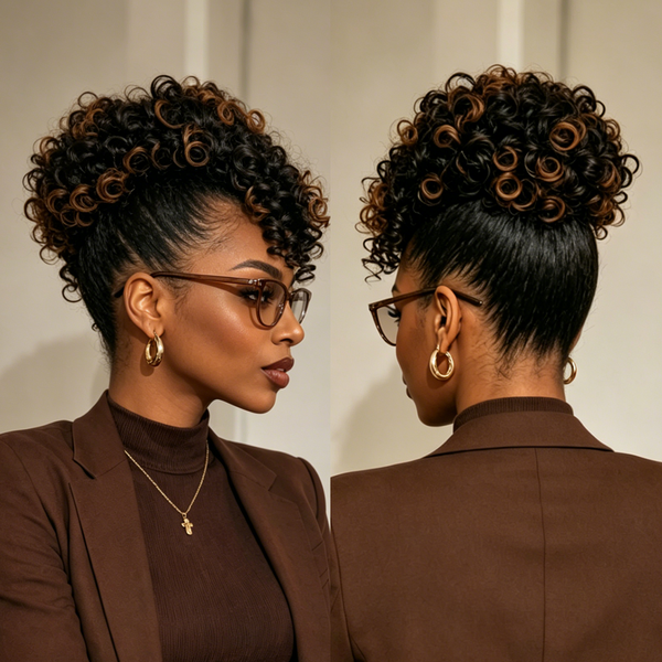 Bequeen Black Highlight 100% Human Hair Mohawk