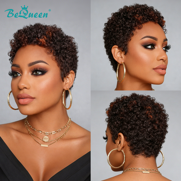 Bequeen Highlight Curly Pixie Cut Lace Wig