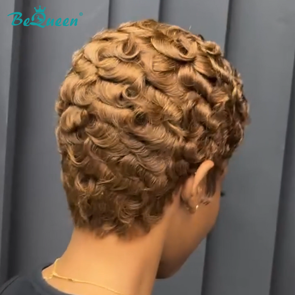 Bequeen Chocolate Curly Pixie Cut Wig Special Style