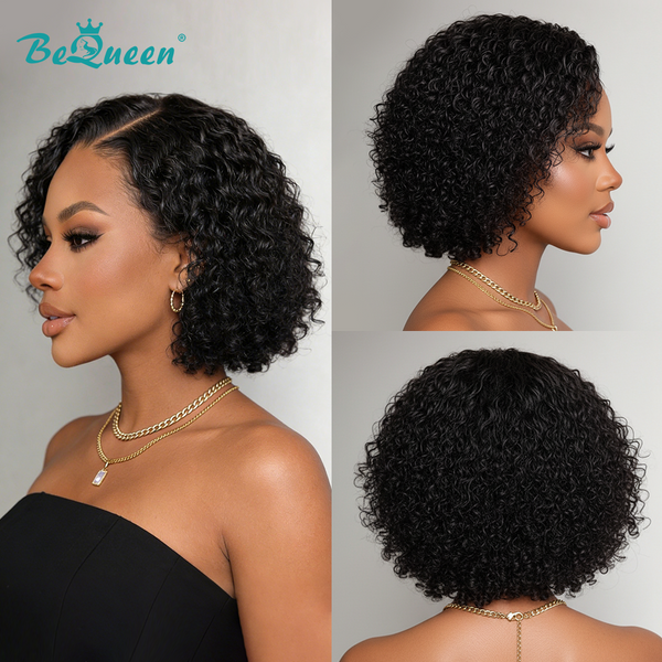 Bequeen Curly Side Part Lace Pixie Wig