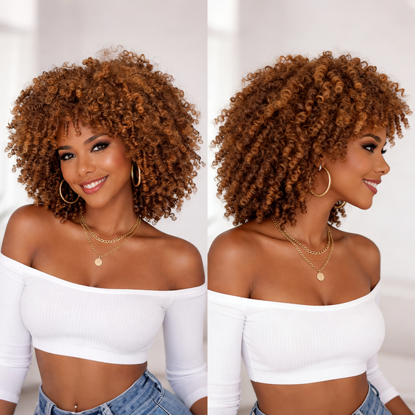 Bequeen Brown Kinky Curly Bob Wig