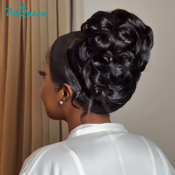 BeQueen 1B Lace Front Braid-Up Wig-3