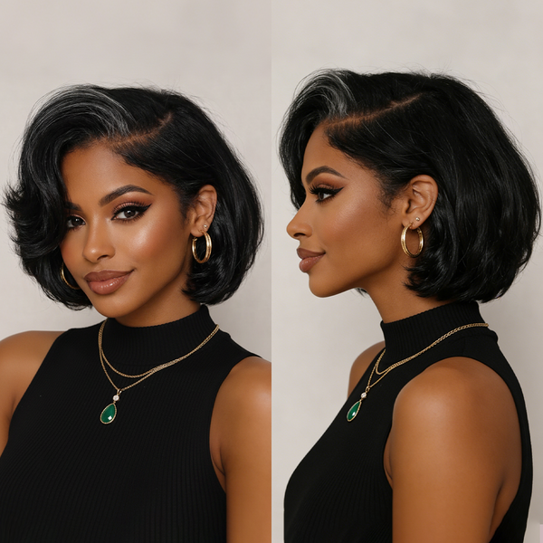 Bequeen 1B Fashion Side Part Short Bob Wig