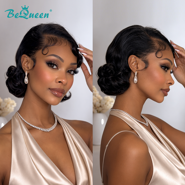 Bequeen Cute 1B Fashion Short Cut Frontal Lace Bob Wig