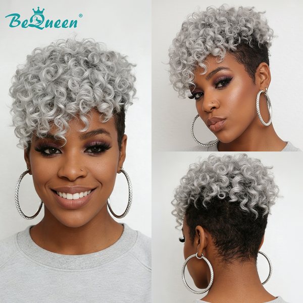 Bequeen Silver Machine Made Curly Topper Unit