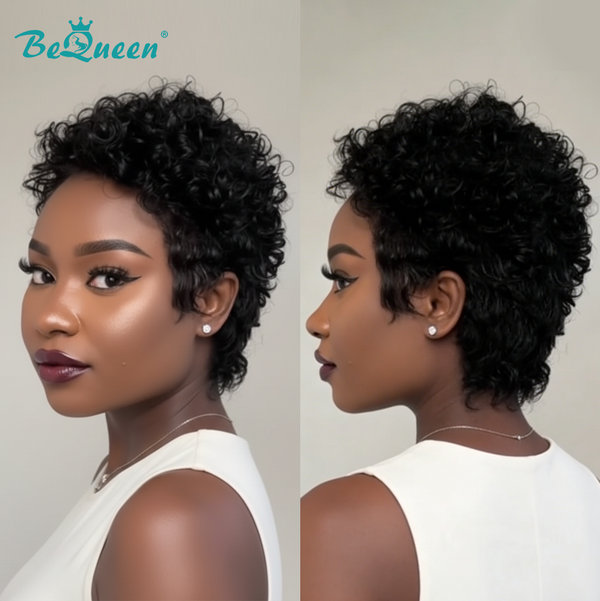 BeQueen 1B Glueless Pixie Wig