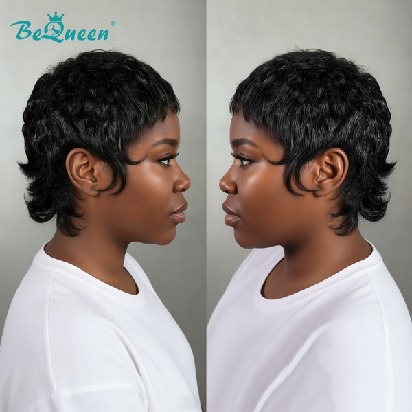 Bequeen Black Small Head Short Cut Pixie Wig