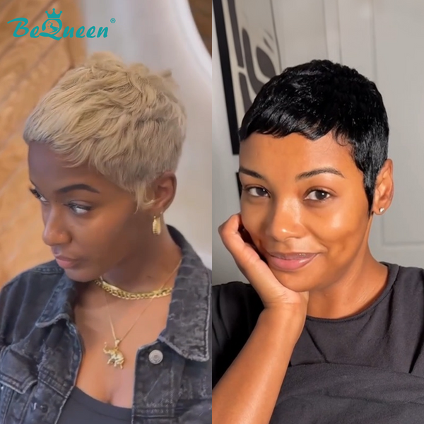 Bequeen Sexy Mattified Platinum Special Wave Pixie Wig