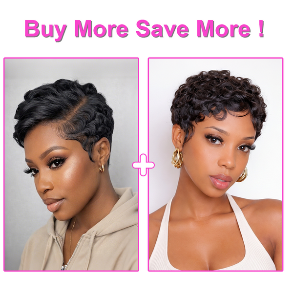 Bequeen Side Part Fasion Pixie Cut Sexy Wave Lace Wig