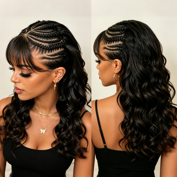 Bequeen Sexy Bang Braid 100% Human Hair Lace Long Wig