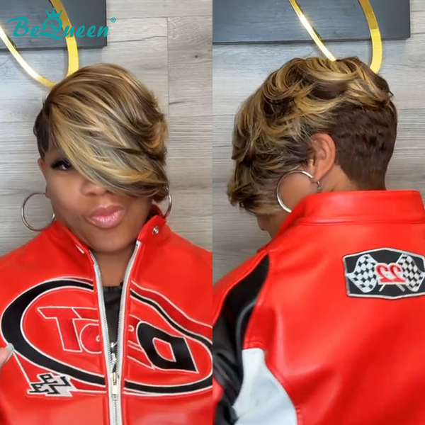 Bequeen Mixed Bronze Side Part Frontal lace Wig