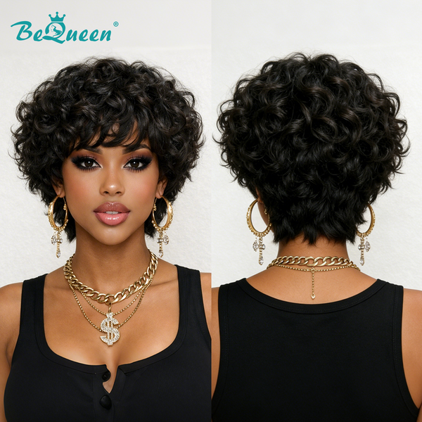 Bequeen 1B Sheep-roll Fluffy Wave Pixe Wig