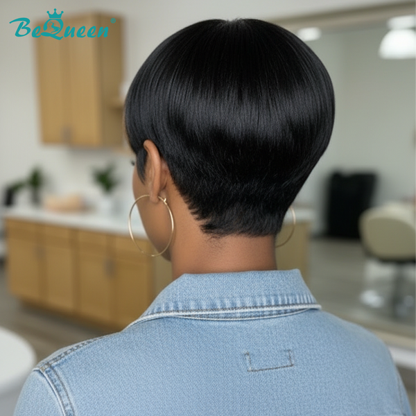 Bequeen Highlight Brown Machine Made Pixie Wig