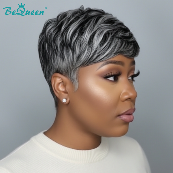 Bequeen Salt And Pepper Short Cut Pixie Wig
