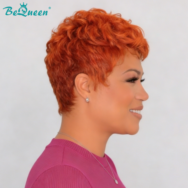 Bequeen Sunset Orange Special Finger Wave Pixie Wig