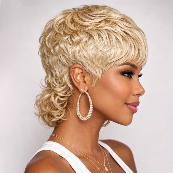 Bequeen Blonde Pixie Machine Made Wig