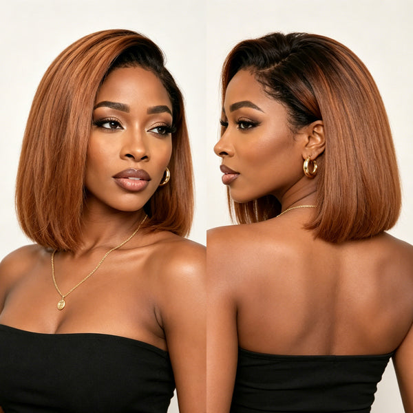 Bequeen 13X4 Lace 1B Root Kinky Glueless Customized Wig