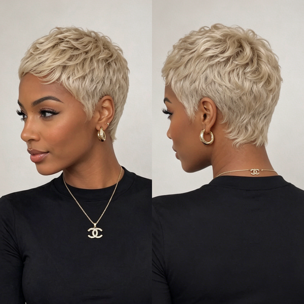 Bequeen Sexy Mattified Platinum Special Wave Pixie Wig