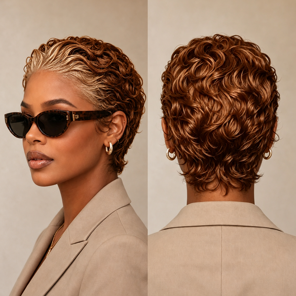 Bequeen Frontal Lace Two Colors Slicked-back Style Pixie Short Cut Wig