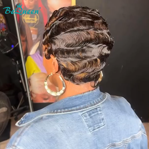 Bequeen 1B Special Made Pixie Cut Full Lace Wig