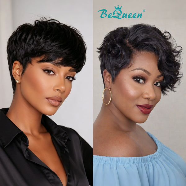 Bequeen Pixie Style Natural Black Wig