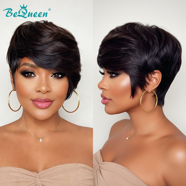 Bequeen Red Highlight Machine Made Short Cut Fashion Wig