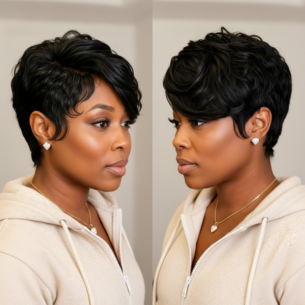 Bequeen Pixie Cut Finger Wave Wig