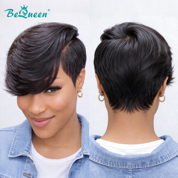 Bequeen Side Part Fasion Pixie Cut Sexy Wave Lace Wig-1