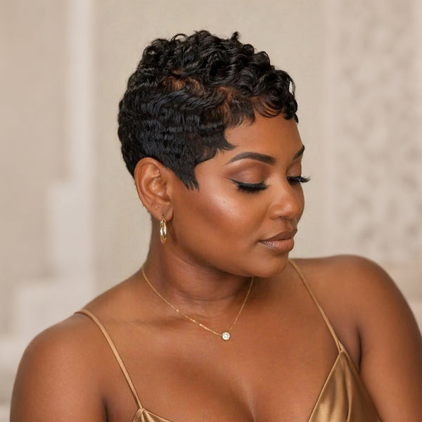 Bequeen Short Pixie Cut 100% Human Hair Full Lace Wig