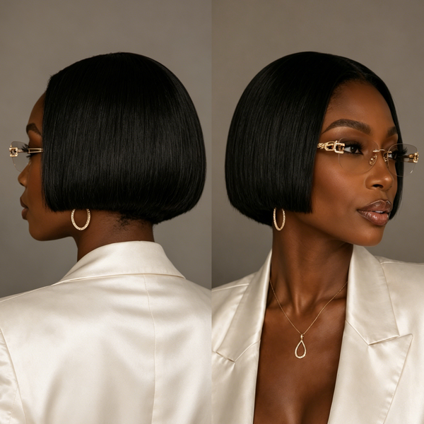 BEQUEEN Super Short 1B Straight Frontal Lace Bob Wig