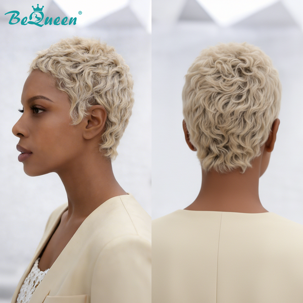 BeQueen Blonde Natural Wave Pixie Short Cut Wig For Black Woman