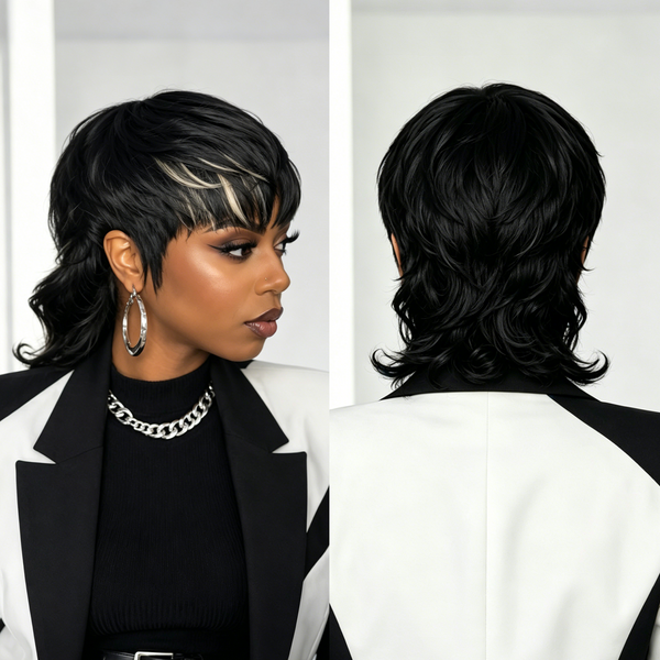 BeQueen Highlight Blonde Special Style Long Mullet Wig With Bang