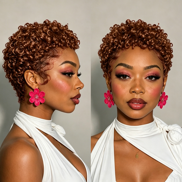Bequeen 13X4 Lace 4 Colors Small Finger Wave Pixie Wig