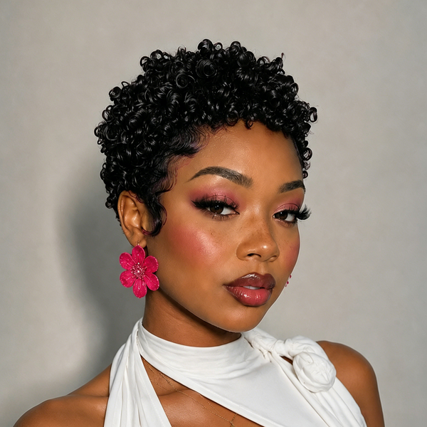 Bequeen 13X4 Lace 4 Colors Small Finger Wave Pixie Wig