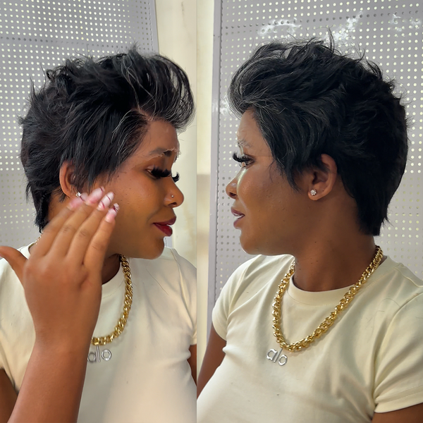 Bequeen 13X4 Lace Black With Silver Pixie Wig