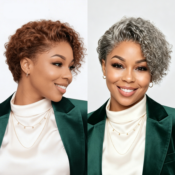 Bequeen Brown Small Curly Special Style Pixie Cut Frontal Lace Wig