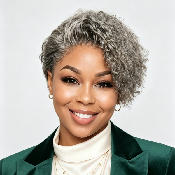 Bequeen Brown Small Curly Special Style Pixie Cut Frontal Lace Wig