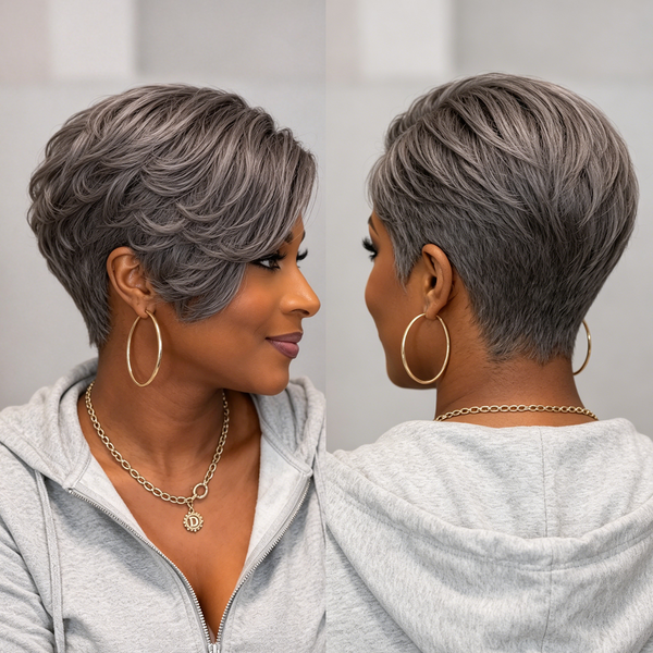 Bequeen Luxurious Side Part Salt and Pepper Wig