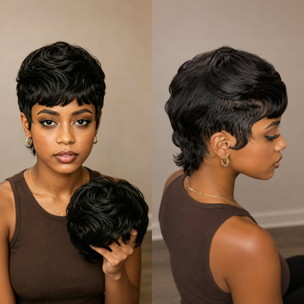Bequeen Natural Black Special Style Full Lace Wig