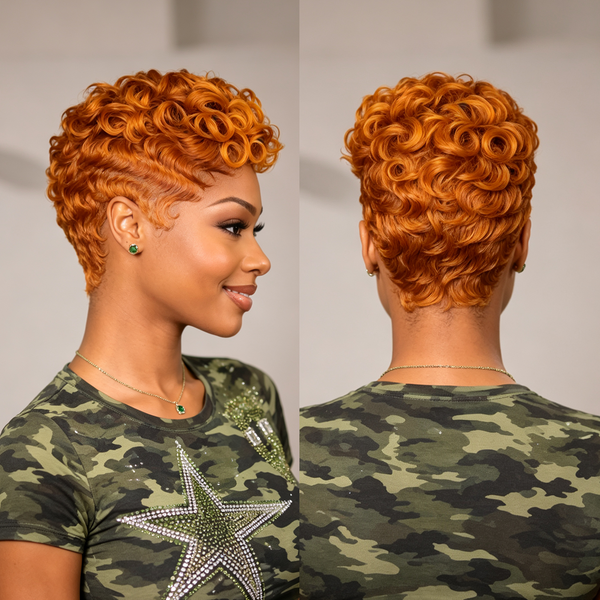 Bequeen Orange Finger Wave Full Lace Wig