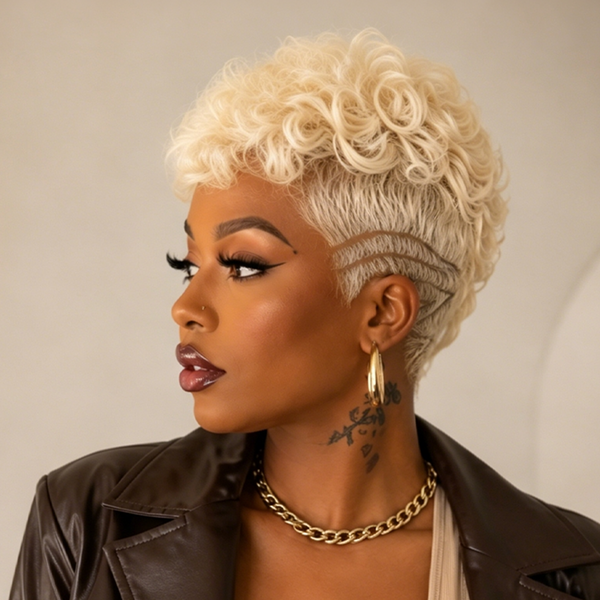 Bequeen Platinum Finger Wave Full Lace Wig