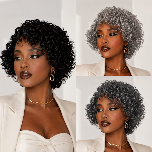 Bequeen Short Curly No Lace Wig
