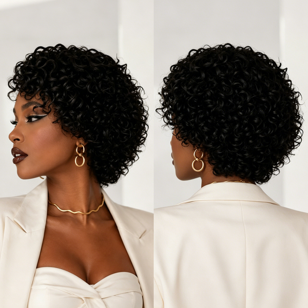 Bequeen Short Curly No Lace Wig