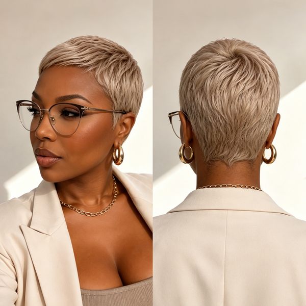 Bequeen Platinum Pixie 100% Human Hair Full Lace Wig