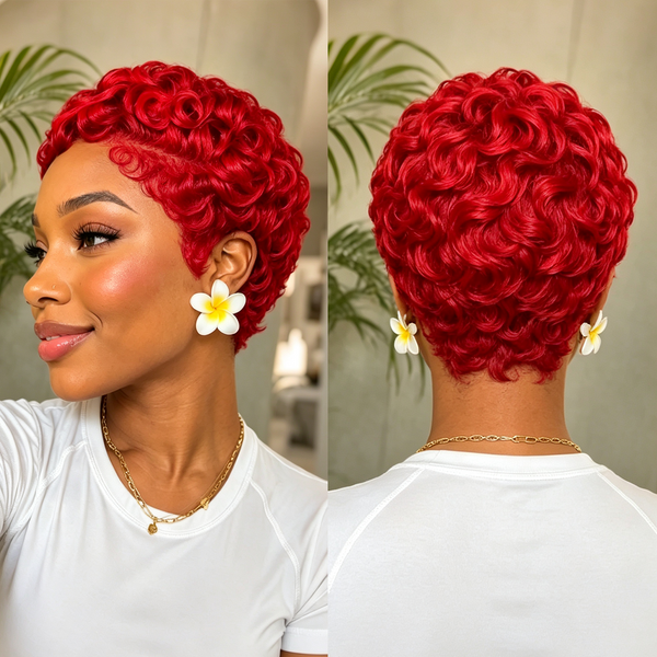 Bequeen 13X6 Lace Side Part Finger Wave Short Cut Pixie Wig