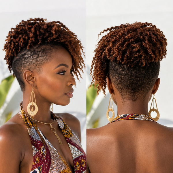 Bequeen Brown Machine Made Afro Curly Side Part Topper For Black Women