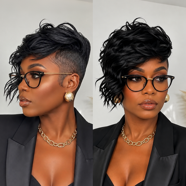 Bequeen Chic Black Side Part Wave Topper For Black Women
