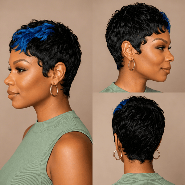 BeQueen Wig PIXIE WIGS Bequeen Highlight Blue Pixie Cut Wig Special Style