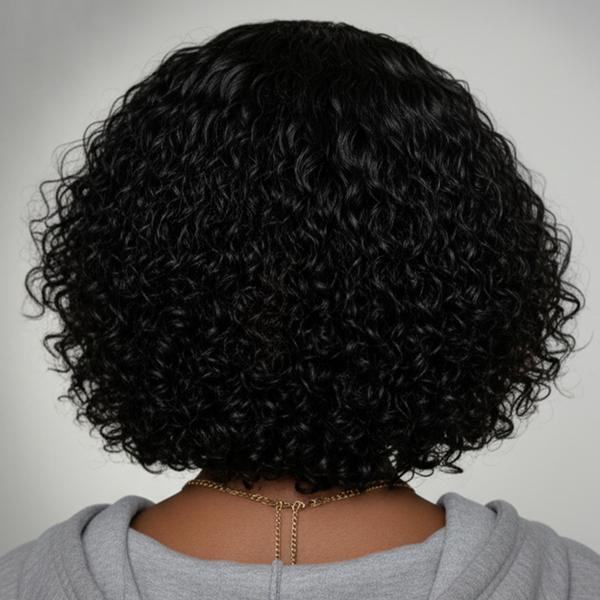 Bequeen Highlight Brown Curly Side Part Lace Pixie Wig